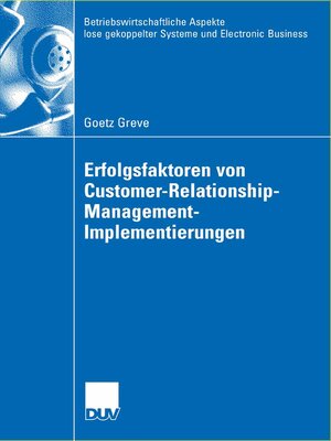 cover image of Erfolgsfaktoren von Customer-Relationship-Management-Implementierungen